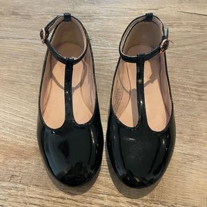 Ruby&Bloom t-strap mary jane girls size 10 black flats patent ankle dress shoes